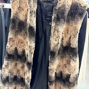 Women's Faux Fur Vest in Taupe & Black